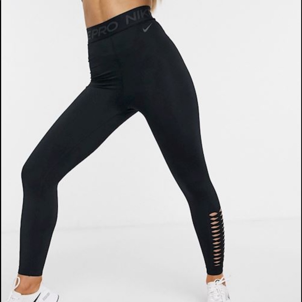 Nike Black High-Waist Leggings with Cutout Detail
